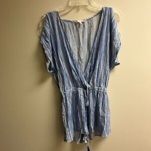 Chic Blue and White Striped Blouse